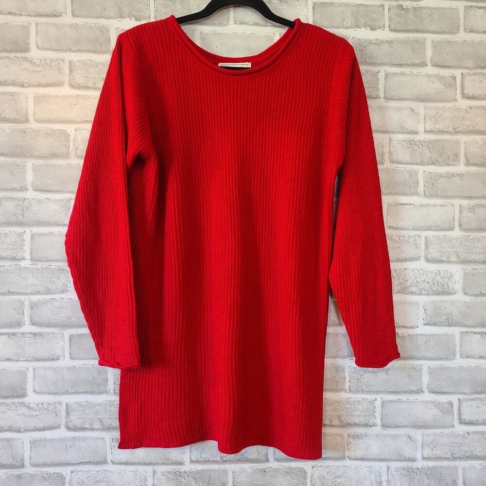 Vintage Express Tricot Red Sweater Tunic Dress Small 80s Hong Kong